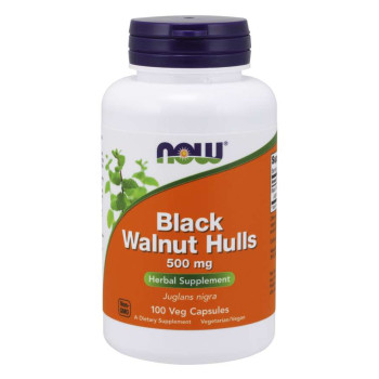 NOW Black Walnut Hulls 500 мг 100 капсул (Скорлупа черного ореха)