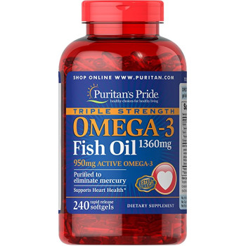 Puritan's Pride Omega-3 Fish Oil 1360 mg 120 капсул