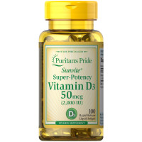Puritan's Pride Vitamin D-3 50 mcg (2000 IU) 100 Softgel