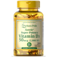 Puritan's Pride Vitamin D-3 50 mcg (2000 IU) 200 Softgel