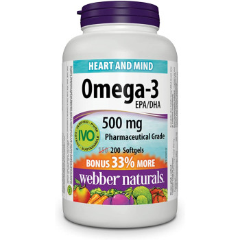 Webber Naturals Omega-3 500 mg EPA/DHA 200 softgels